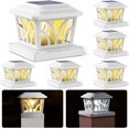 Solar Post Cap Lights Outdoor, Aluminum Glass 2 Modes Edison LED Bulbs for 4x4 5x5 6x6 Vinyl