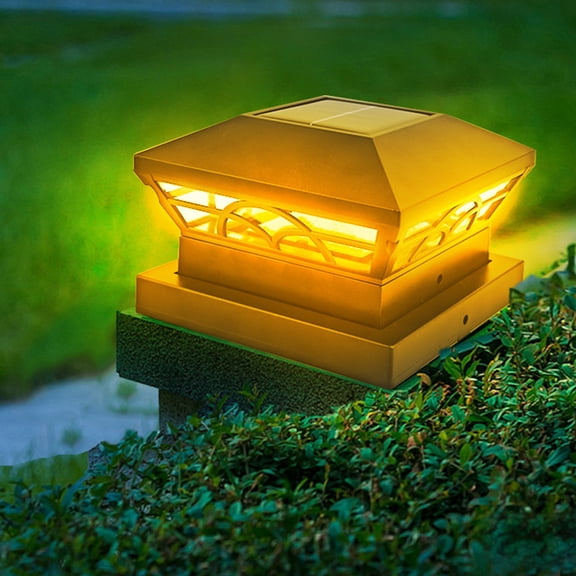 Solar Post Cap Lights Outdoor Fence Light Waterproof LED Garden Column Lamp Decorative Wall Light Wooden Stake Solar Powered Light Auto On Off