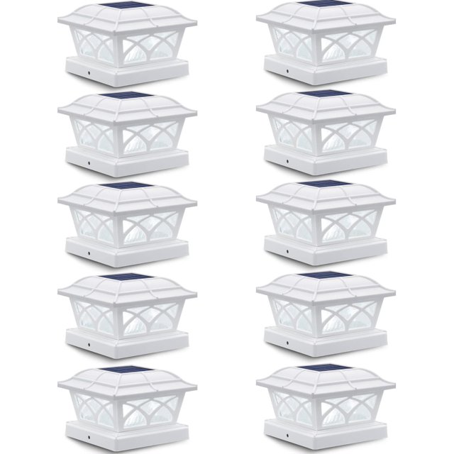 Solar Post Cap Lights Outdoor Glass 2 Color Modes 8 LEDs for 4x4 5x5