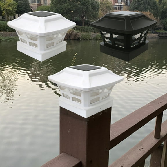 Solar Post Cap Lights Outdoor with Solar Panel, 10.5x10.5x10.2cm Plastic White Lighting for Fence Posts, Automatic On/off for Easy Llation, Ideal for Garden Patio and Pathway Decoration
