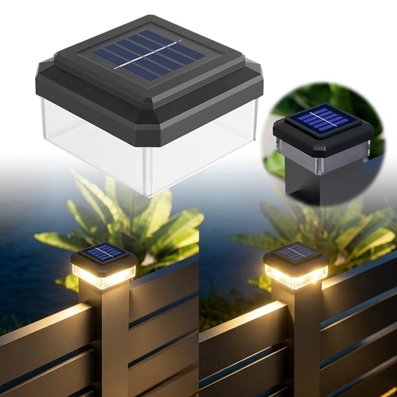 Solar Post Cap Lights Outdoor, Solar Post Lights for Fence and Deck, IP65 Waterproof LED Post Topper, Dusk to Dawn Auto On/Off Stake Light for Walkways, Courtyard, Patio, Yard, 3.03"