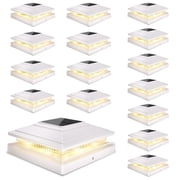 Solar Post Cap Lights Outdoor, Waterproof Fence Post Solar Lights for 4x4 5x5 6x6 Wood/Vinyl Posts, White Deck Post Lights with 2 Color Modes Decorate Garden Patio Porch Backyard