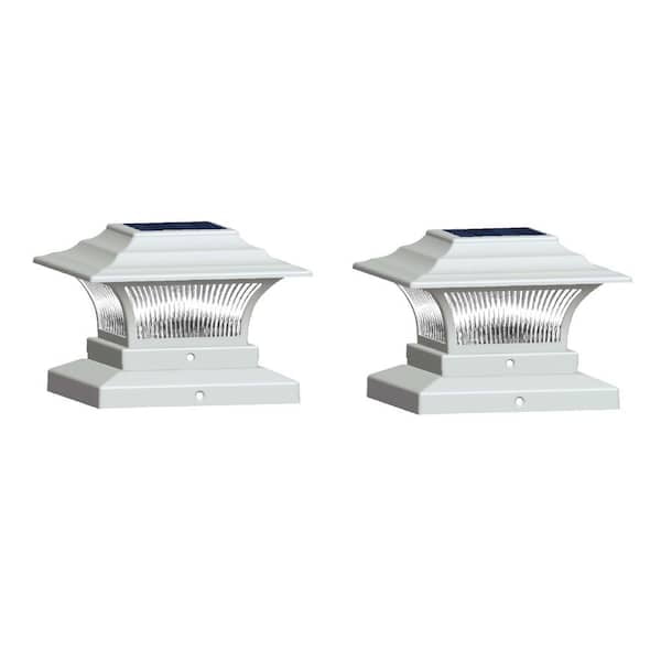 4-Pack Solar Post Cap Lights Outdoor Waterproof Garden LED Deck Suitable for 4 x 4 Wooden Post, Yard, Deck Wall, Gate, Garage (White)