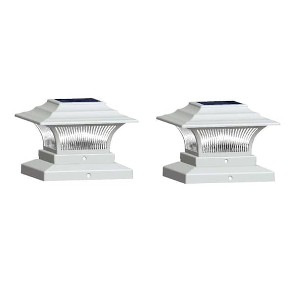 4-Pack Solar Post Cap Lights Outdoor Waterproof Garden LED Deck Suitable for 4 x 4 Wooden Post, Yard, Deck Wall, Gate, Garage (White)
