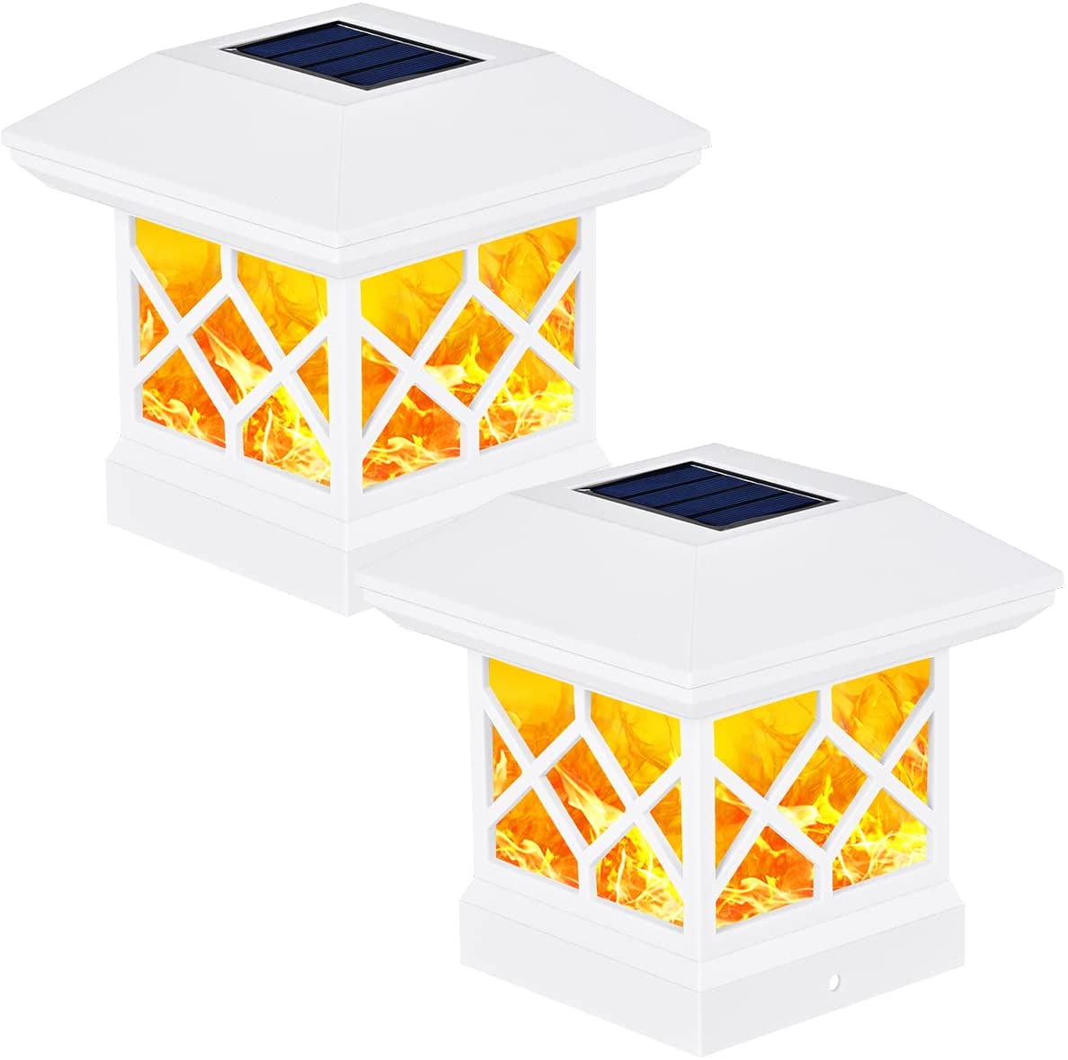 Set Of 8 Solar-Powered Off-White Fence Lights – Plastic, Dusk-to-Dawn, Easy Mount