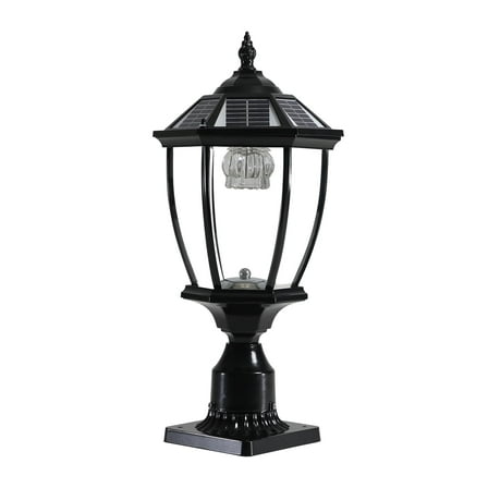 Outdoor Lamp Post Light Oil-Rubbed Black Solar with Remote Control Dusk to Dawn 20 Inch