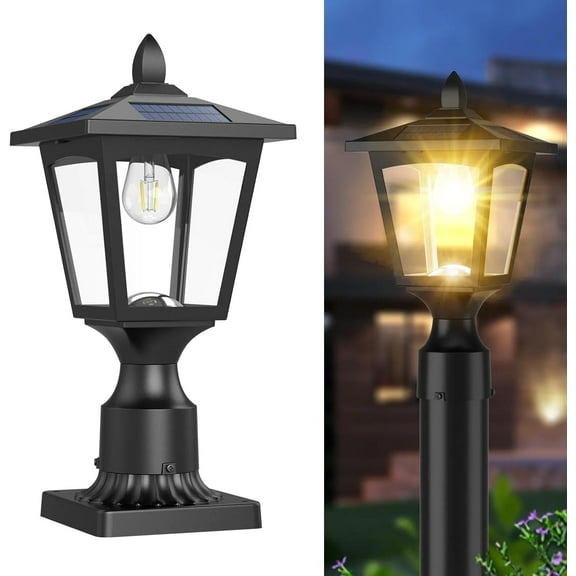 Solar  Lights, 3000K Dusk to  Solar Lamp  Light with Pier Mount Base, Solar  Lights Outdoor  for Garden Yard Landscape Pole Pillar, Outside Decorative Lamp(Warm White)