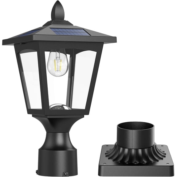 Solar Post Lights, 6000K Dusk to Dawn Solar Lamp Post Light with Pier Mount Base, Solar Post Lights Outdoor Waterproof for Garden Yard Landscape Pole Pillar, Outside Decorative Lamp(Cool White)