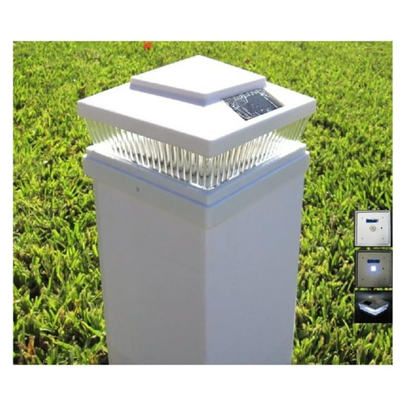Solar Post Lights 6x6, Outdoor LED Path Lights 4-Pack - 78 Lumens, White Plastic, 5 LED, Weather Resistant Garden Lighting for Yard, Deck, Fence