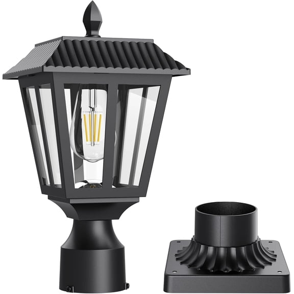Solar Post Lights, Dusk to Dawn Solar Lamp Post Light with Pier Mount Base, Post Lights Outdoor Waterproof for Garden Yard Landscape Pole Pillar (Cool White)