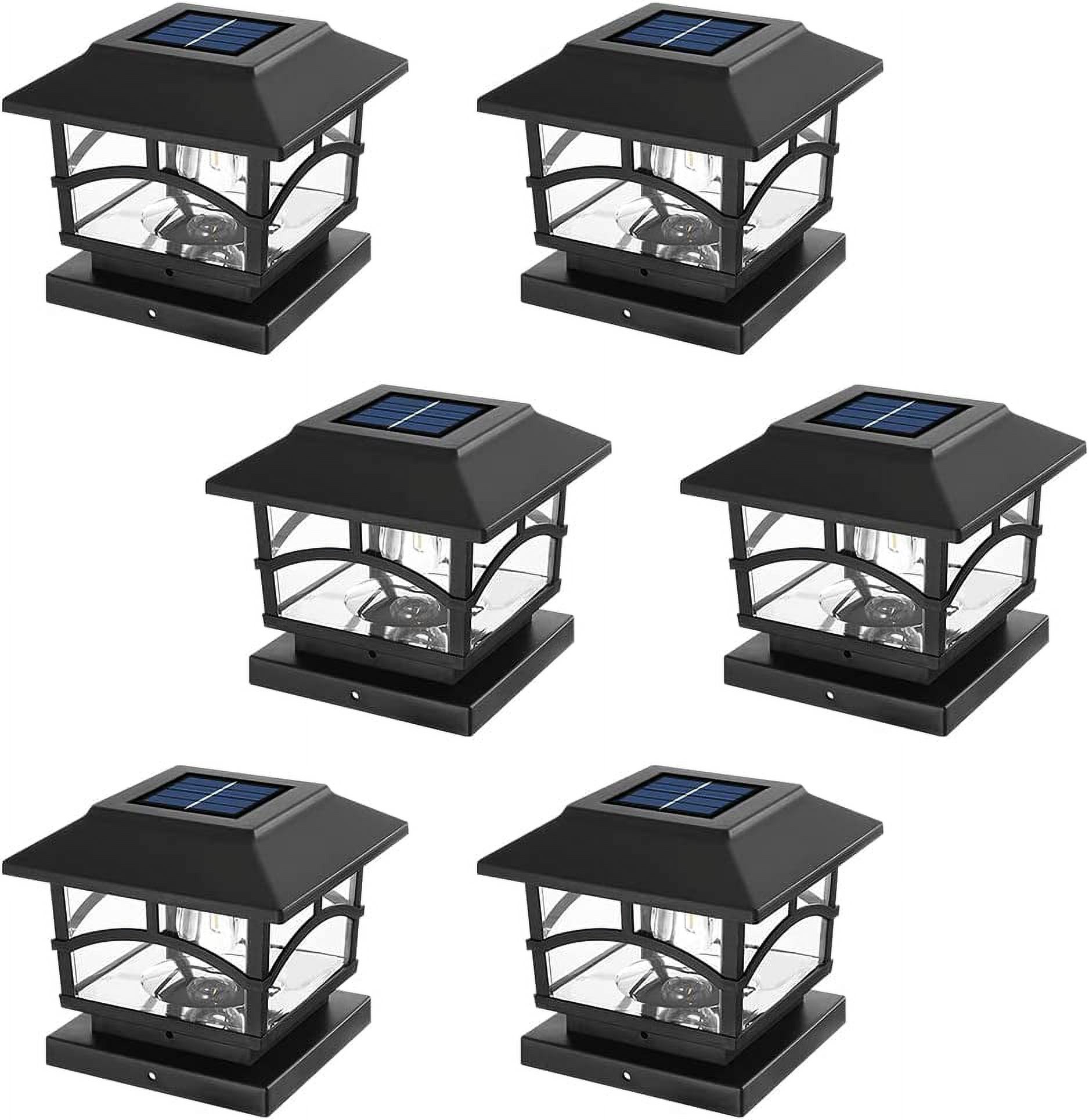 Mainstays 5 Lumen Solar LED Deck Post Cap Light Black, 6Pack