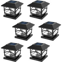 Solar Post Lights Outdoor Bright LED Post Cap Lights Waterproof Solar Powered Deck Fence Cap Lights for 3.5x3.5 4x4 5x5 Posts in Patio Porch or Garden Decoration -6 Pack