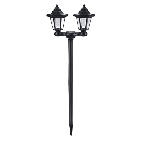 Solar Post Lights Outdoor Waterproof, 2-In-1 Ground & Wall Mount, 58-Inch Tall Dual Head Solar Lights for Yard, Pathway, Garden Decor, Dusk To Dawn Auto On/Off