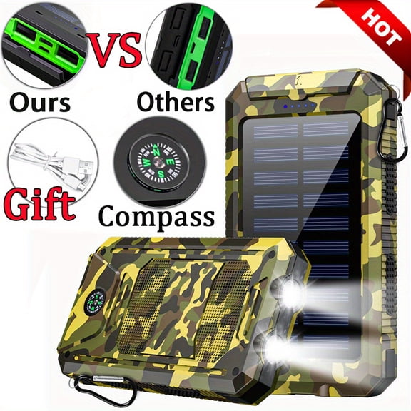 [Solar Power Bank 29800mAh]Outdoor USB-C Portable Charger with Flashlight & Compass | High Quality Solar Phone Charger for Camping Hiking Travel, Suitable for iphone 17Pro Max/16/15/14/13 etc.