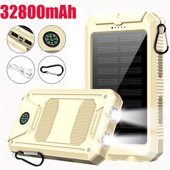 Solar Power Bank 38800mAh Wireless Charger with 4 Cables 6 Outputs 15W Fast Charging Dual Flashlights for Travel Camping iPhone 17/16/15Pro GPS Emergency Backup