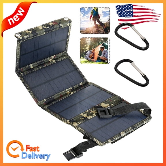 Solar Power Bank 80W Foldable Panel w/USB - Charger for Camping, Hiking, Phones