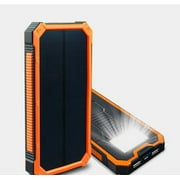 Solar Power Bank Portable Solar Panel Charger with 6 LEDs Bright Flashlight 2 Output Ports