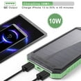 thumbnail image 1 of Solar Power Bank, Qi Portable Charger 10,000mAh External Battery Pack Type C Input Port Dual Flashlight, Compass, Solar Panel Charging, 1 of 5
