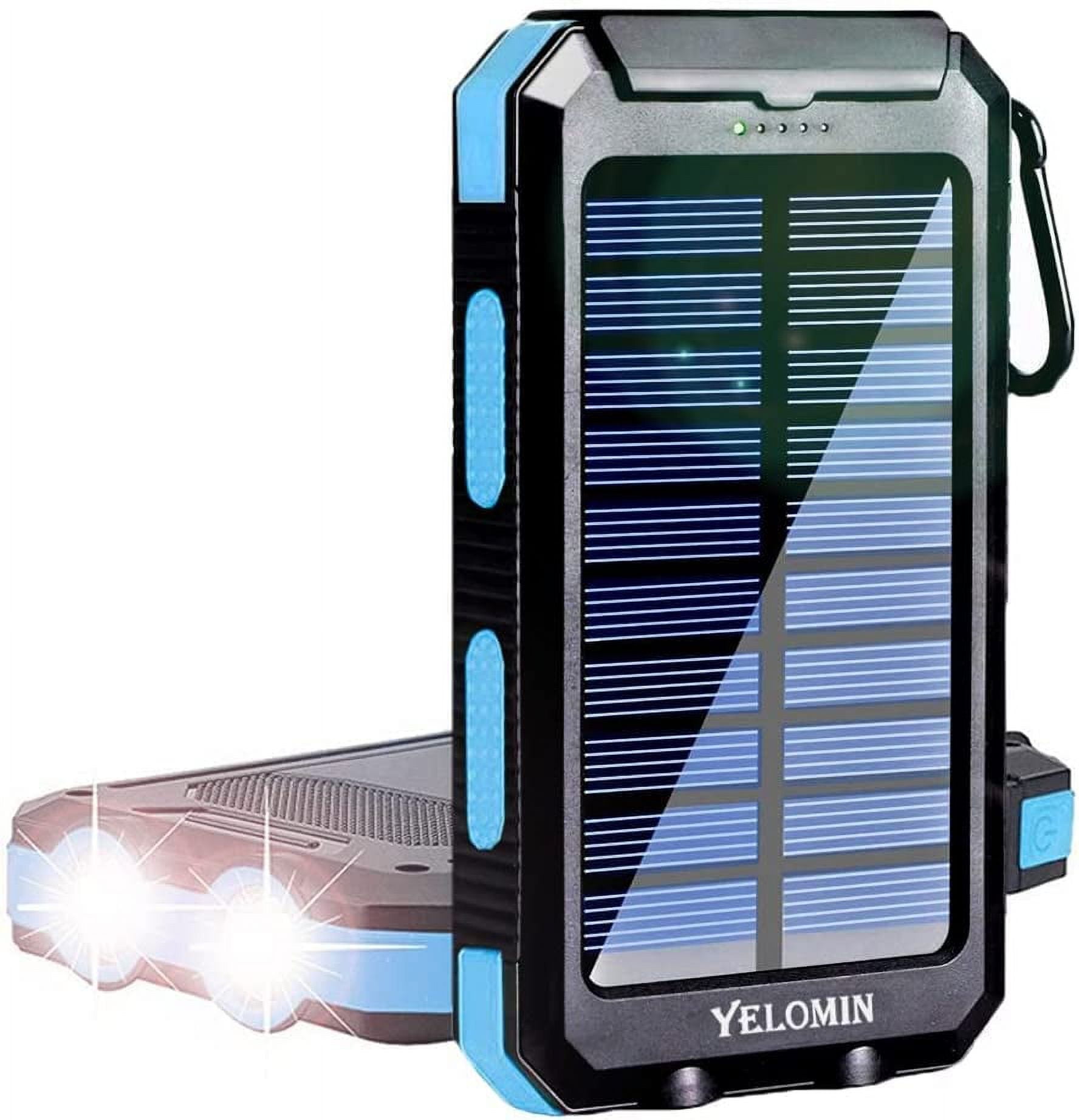 Solar Power Bank, iMounTEK 10000mAh External Battery Pack with Dual USB  Ports SOS LED Lights Compass for Camping Hiking