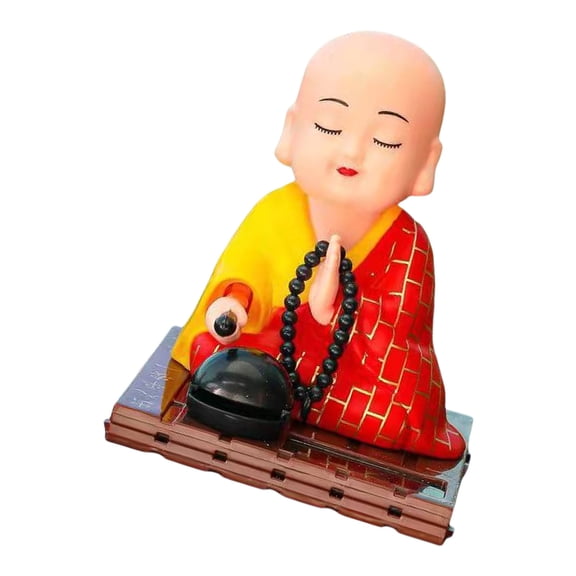 Solar Power Buddhist Monk Head Nodding Car Dashboard Decors ABS Sculpture For Good Luck And Fortunes