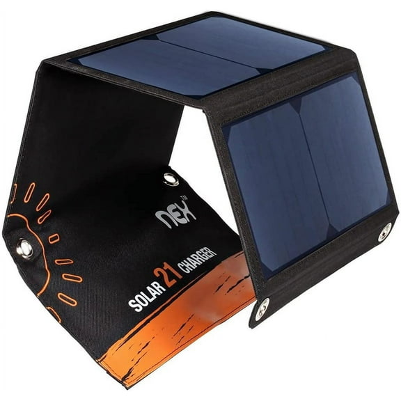 Solar Power Charger, 21W Solar Panels with Dual USB Port Waterproof Foldable