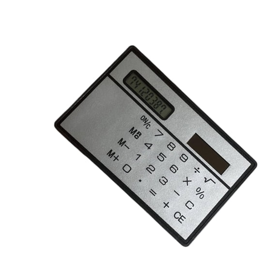 Solar Power Credit Card Sized Calculator Thin ABS Plastic Construction 8 Digit Display Perfect For Travel Office