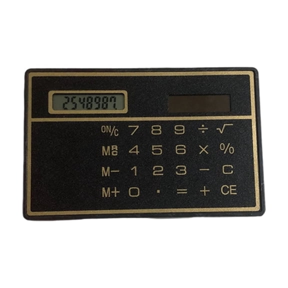 Solar Power Credit Card Sized Calculator Thin ABS Plastic Construction 8 Digit Display Perfect For Travel