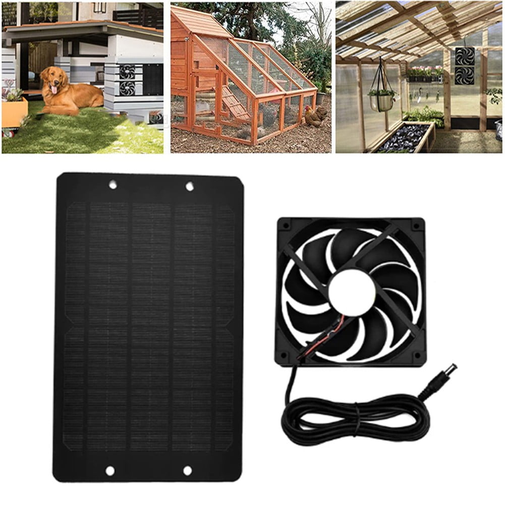 Solar Power Exhaust Fan 10W Solar Panel Powered Single Fan For Dog Chicken Coop