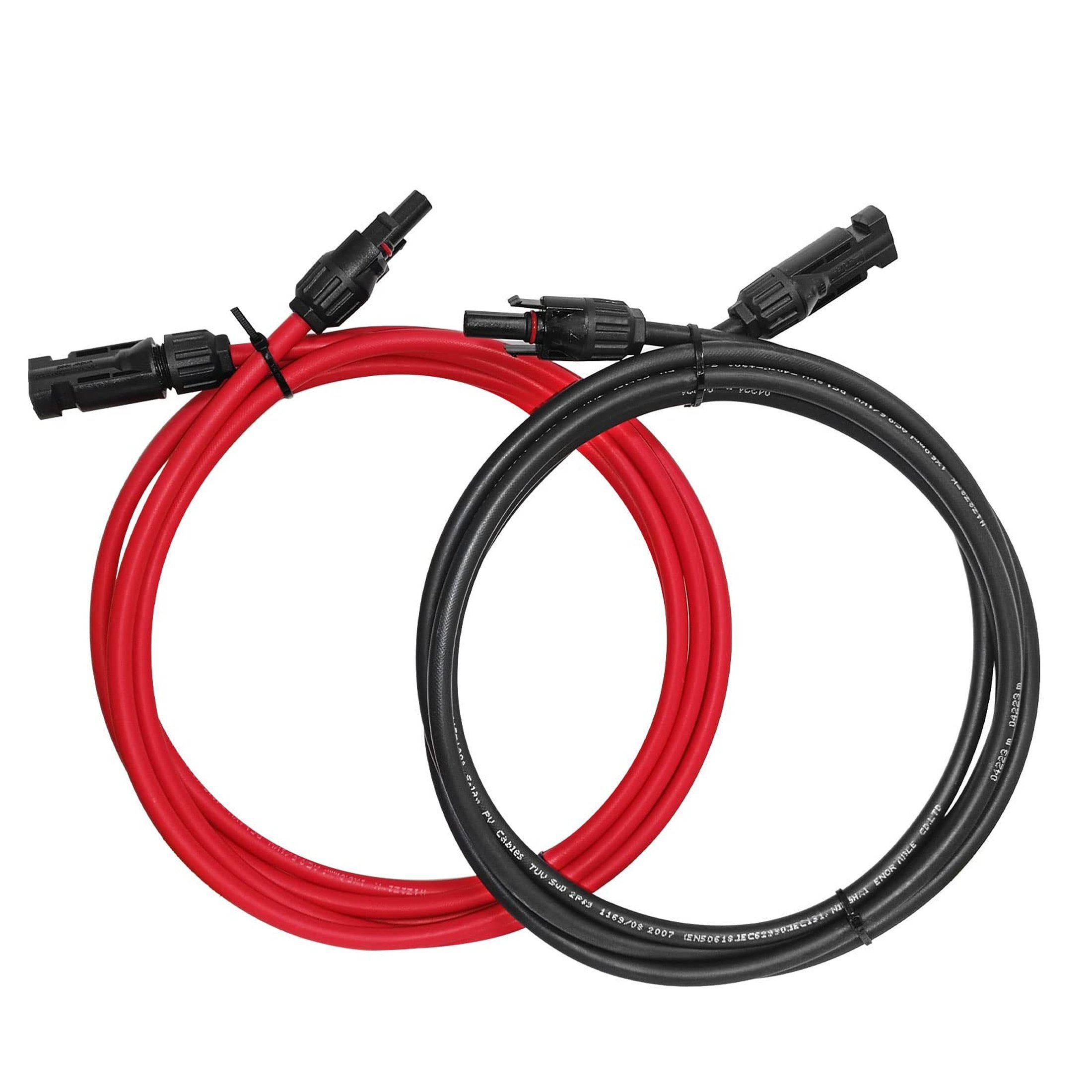 Solar Power Extension Cable 10AWG 12AWG with Connectors 100Ft Red Black