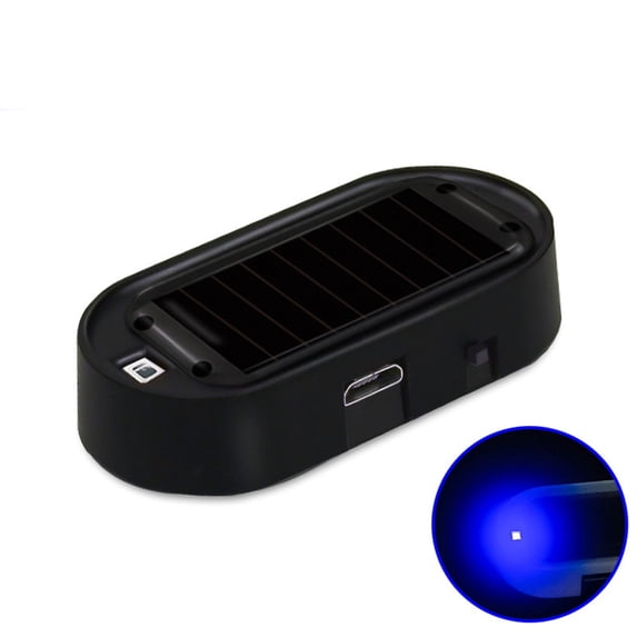 Solar Power Fake Car Alarm LED Light, Simulated Dummy Warning Anti-Theft LED Flashing Security Light, Car Alarm System Lamp with USB Port, Blue & Red Light