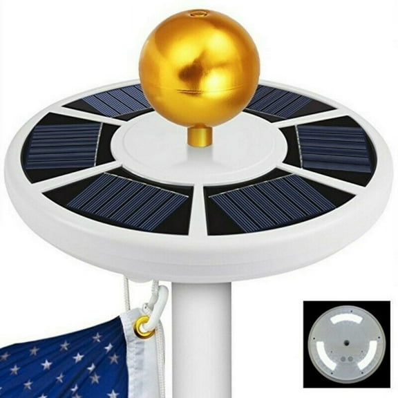 Solar Power Flag Pole 42 LED Light - Powerful Solar Panels, Long Lasting Self Charging Battery, 42 Ultra Bright LEDs, Waterproof & Auto On Off