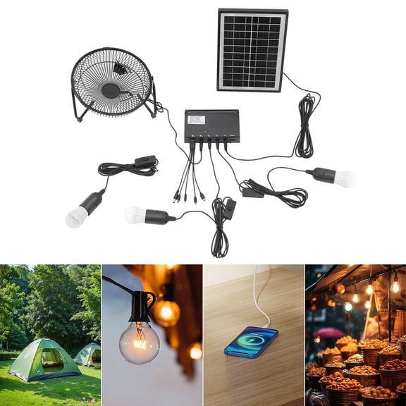 Solar Power Generator Outdoor Camping Emergency Power Station with 4 LED Bulbs Kit