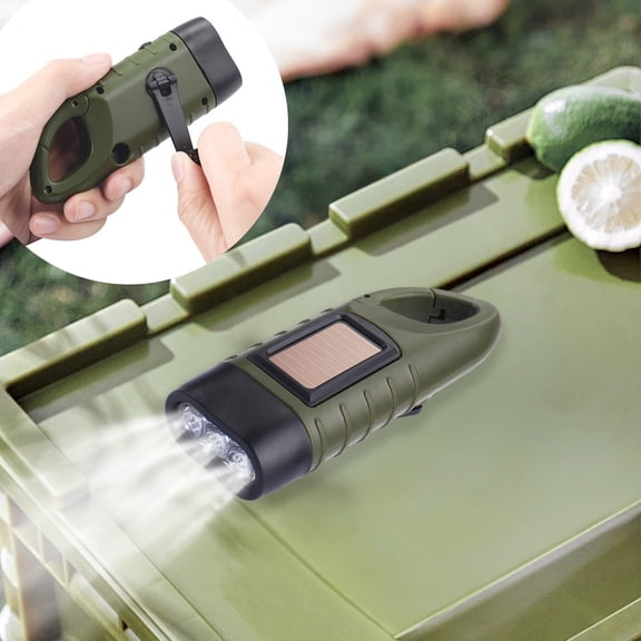 Solar Power Hand Power Generation Flashlight Home Mini Portable Outdoor LED Light Source Lamp Camping Flashlight For Outdoor Camping Emergency Backup Hiking And Sustainable Hand-Powered Lighting