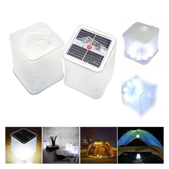 Solar Power Inflatable Camping Lights Outdoor LED Lamp Frosted RGB/Warm Square Solar Panel Shed Light Emergency Hiking Lighting ,Easy to Install