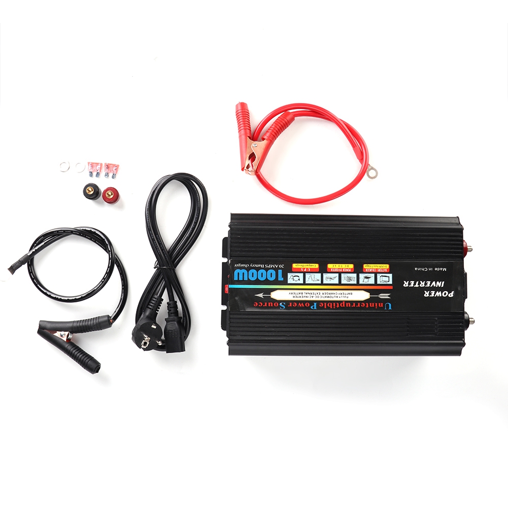 Solar Power Inverter DC 12/ 24V to AC 110V/220V 1000WUPS Modified Sine Wave Converter (EU Plug)