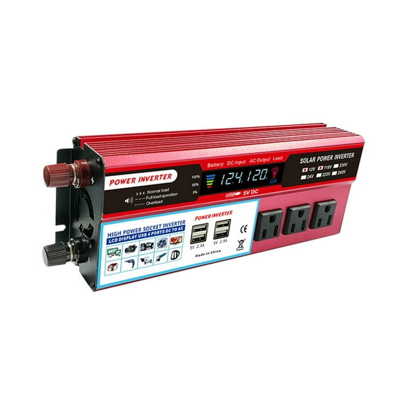 Solar Power Inverter High Efficiency Sine Wave Home Car RV Converter with LCD Display DC 12V to 110V AC 850-950W