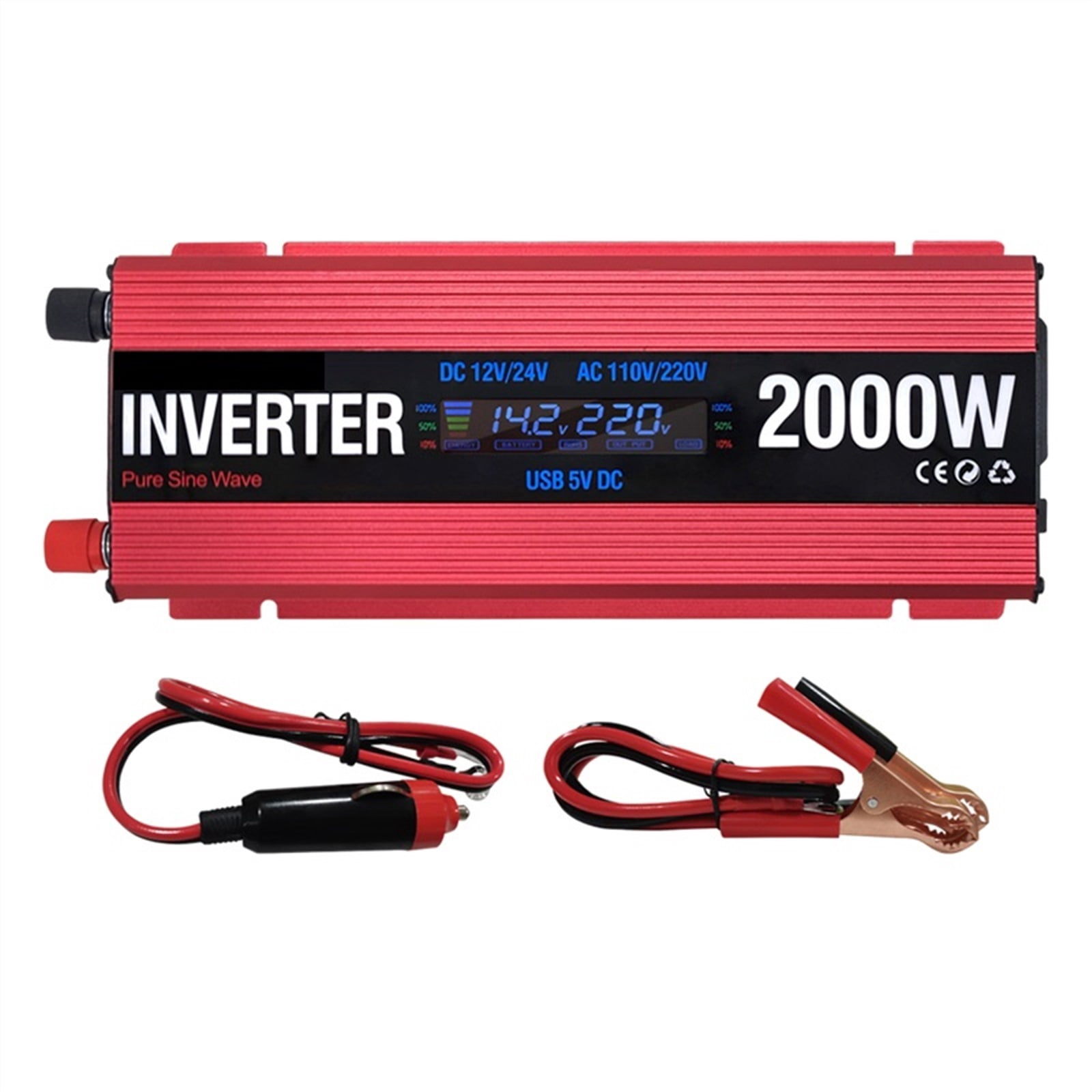 Solar Power Inverters 600W 1000W 2000W Modified Sine Wave USB Car Inverter DC 12V 24V AC 110 220 Transformer Voltage Converter - Safe & Quiet