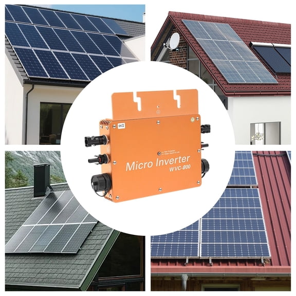 Solar Power Inverters, Grid Tie Inverter, 800W LCD Solar Converter Gold, Smart Digital Control, Converts PV Panel DC to AC, for Home Commercial Power