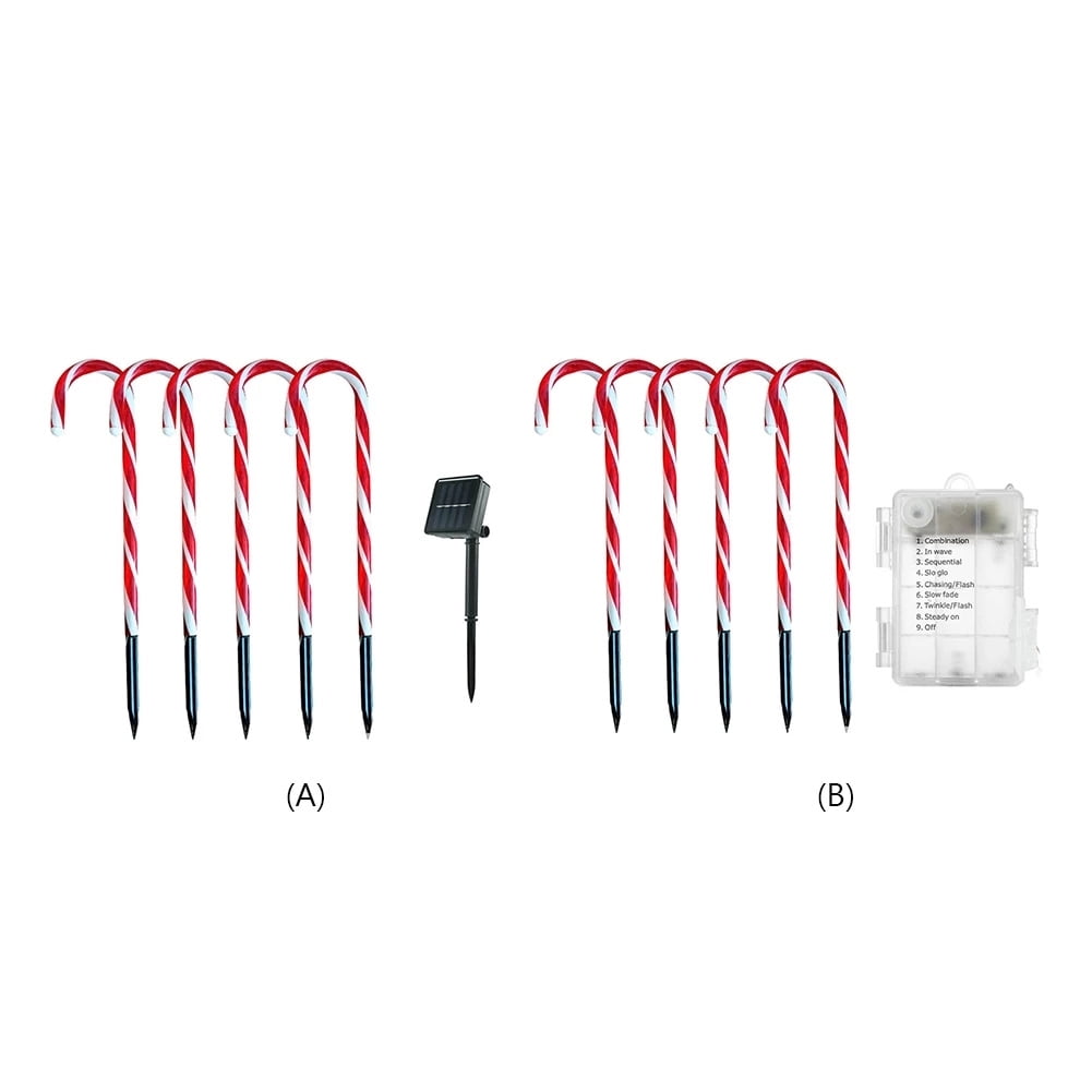 Solar Power Light String Christmas Candy Cane Lights Outdoor Warm LED
