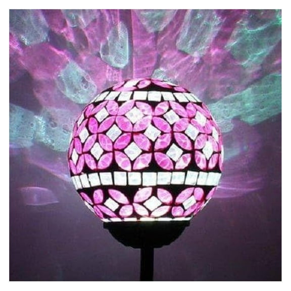 Solar Power Mosaic Glass Pink Garden Light, Color Changing Multi-color Yard Pink Light