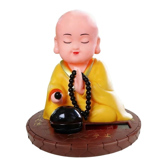 Solar Power Nodding Monk Car Dashboard Ornament Ceramic For Spiritual Decors And Blessings