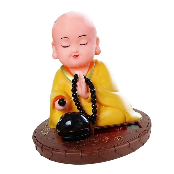 Solar Power Buddhist Monk Head Nodding Car Dashboard Decors Ceramic Sculpture For Good Luck And Fortunes