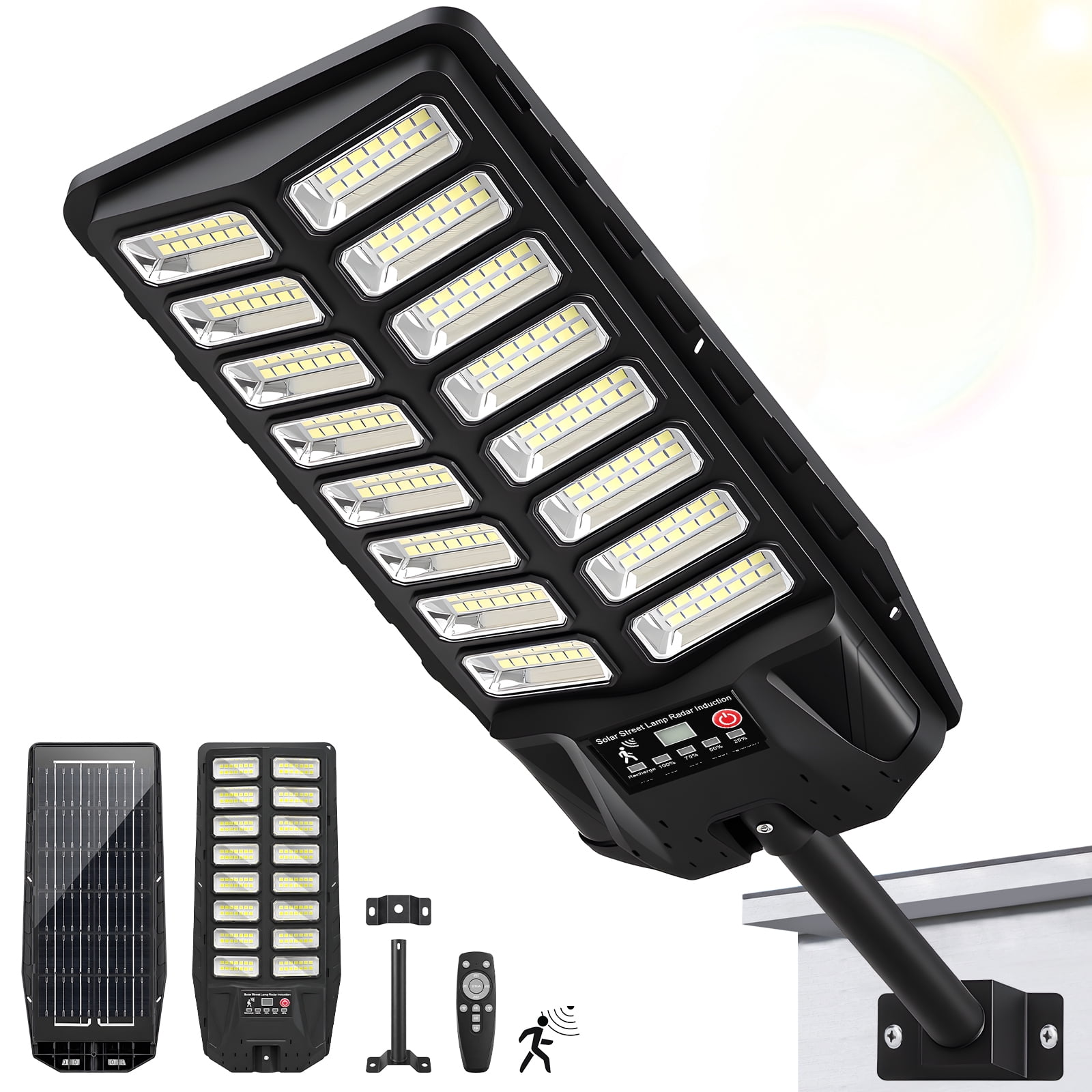 Solar Lights Outdoor Solar Power Outdoor Light Solar Street Lights Solar Flood Light Dusk to Dawn Solar Pole Barn Security Commercial Parking Lot Lights Motion Sensor Remote Control Led Lamp