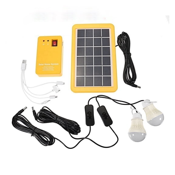 Solar Power Panel Generator Home System Kit With 3 LED Bulbs Lamp Emergency Light 4 Heads USB Charging for Outdoor Garden - Practical & Durable