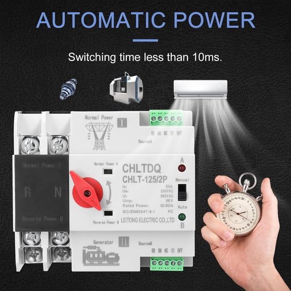 Solar Power Rail Type Automatic Transfer Compact Compact Automatic Transfer Switch Electrical Selector Switches Dual Power Switch Solar Power Rail Type Household Power Transfer Switch