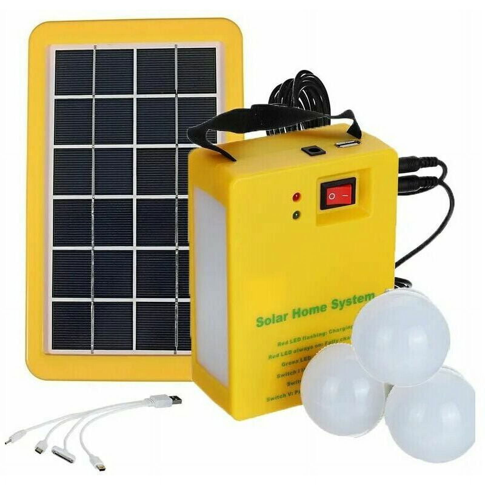 Solar Power System for All, Portable Emergency Power Supply, Rechargeable Solar Generator Kit with 350LM LED Bulbs, Over Discharge Protection, 5V USB Output