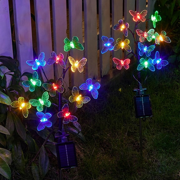 Solar Powered 12 Lights LED Ground Plug Light Dragonflies Twig Lamp Patio Outdoor Holiday and Party Decoration