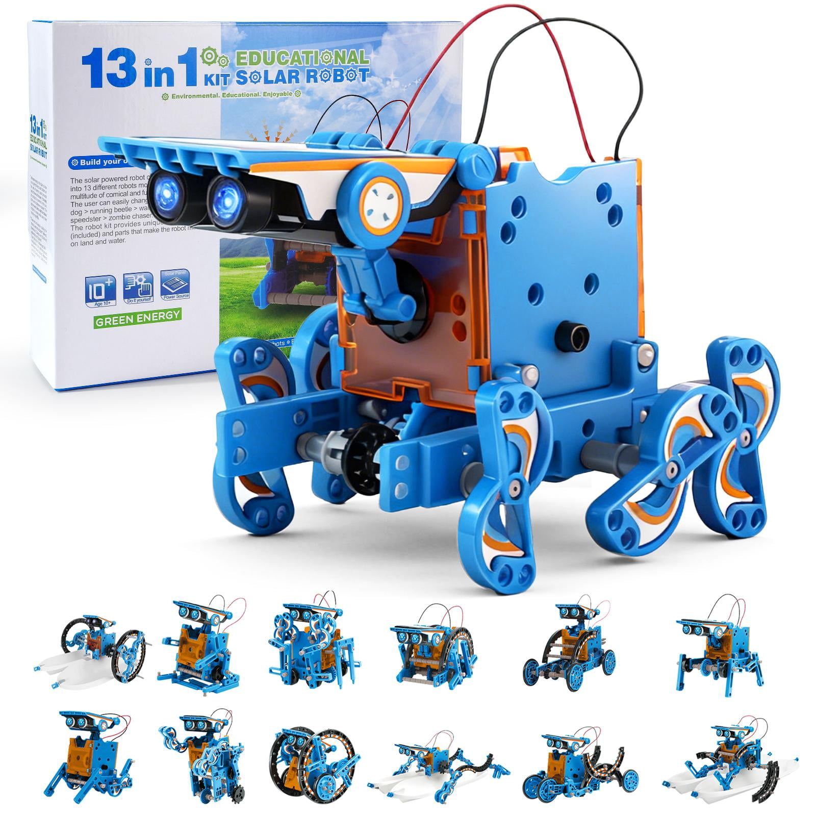 Solar Powered 13-in-1 Robot Kit – Hands-On STEM Engineering Toy ...