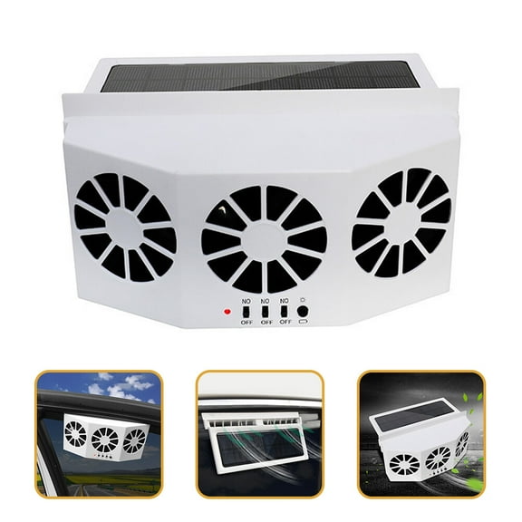 Supvox Solar Powered Car Window Fan with Three Ducts for Air Circulation
