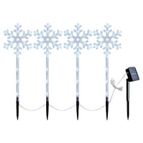 Solar Powered 4-In-1 Snowflake Garden Stake Lights Outdoor Christmas Decoration For Patio Yard Lawn, 4 Snowflake Lights In 1 Solar Set, Easy To Install Outdoor Decor